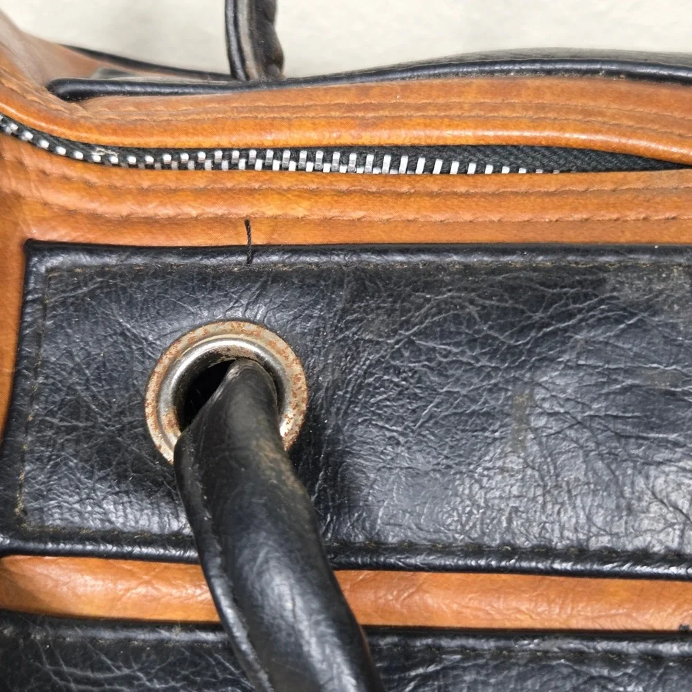 vintage y2k cognac brown black multi zip moto satchel shoulder bag
